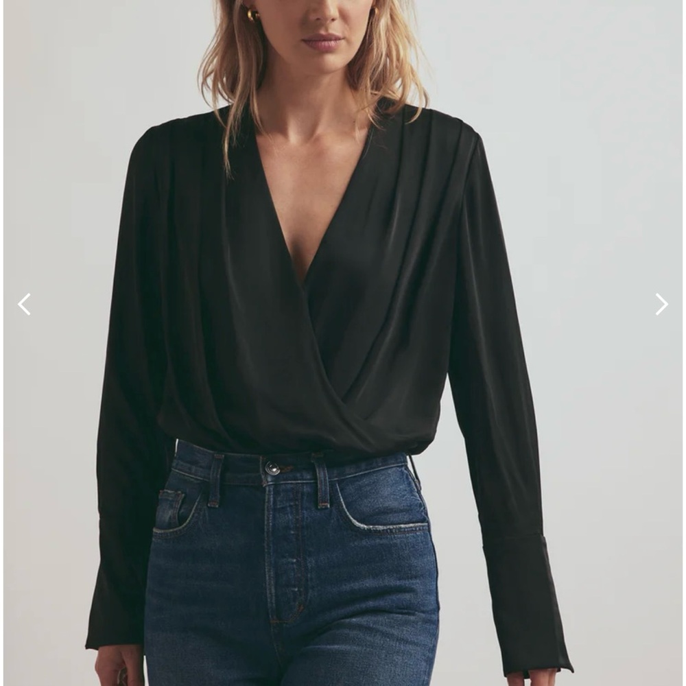 Favorite Daughter Black Wrap Blouse
